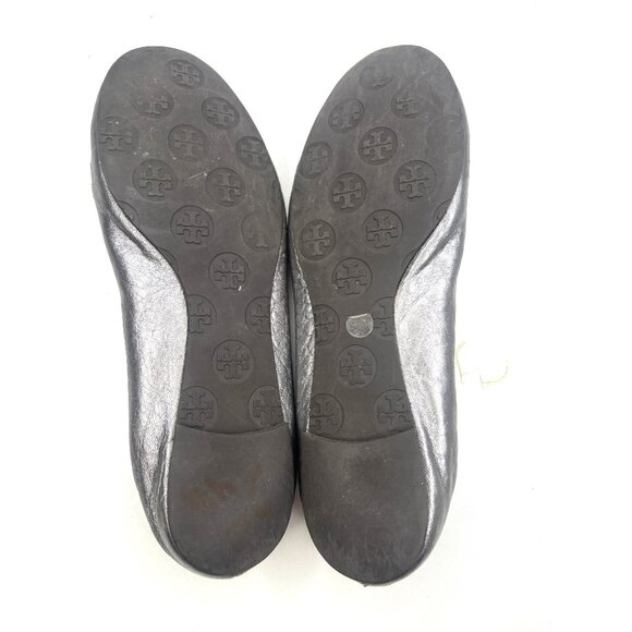 Tory Burch Ballet Flats Leather Silver Color Ladies Size 7 - Picture 9 of 12